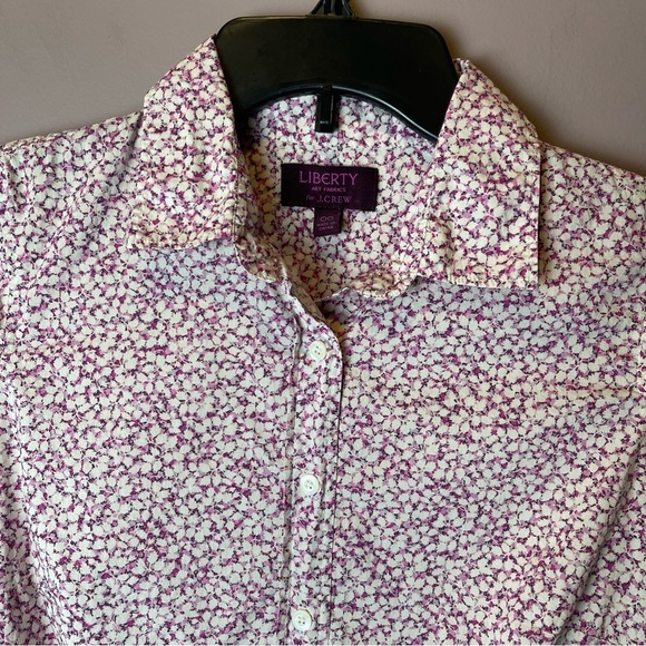 J Crew Liberty Purple Floral Print Button up Shirt - Size 00 - Picture 4 of 9